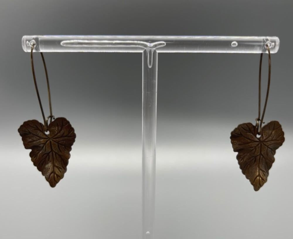 Handmade Earrings, Handmade Natural Brass, Dangle Earrings, Handmade Earrings for Women, Earrings Woodland Leaf, Earrings Natural Brass