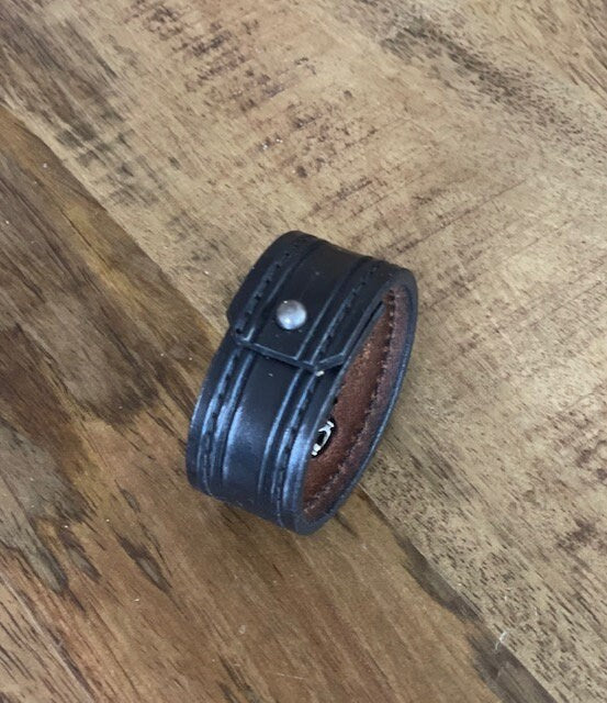 Black Leather Bracelet, Handmade Leather Bracelet, Leather Bracelets for Women, Leather Cuff, Leather Cuff Bracelet with inset bead