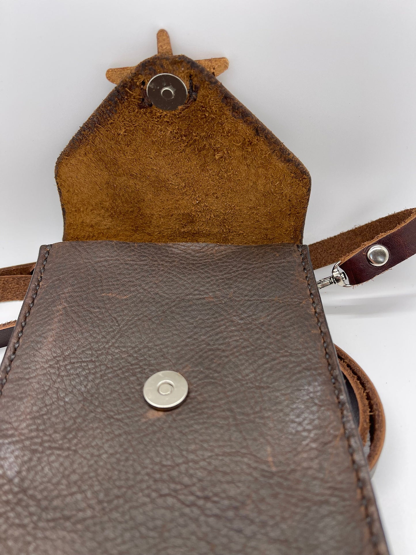 Boho Chic: Small Leather Cross-Body Bag - Handcrafted with Dragonfly